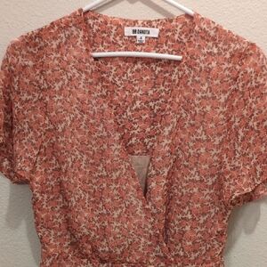 BB Dakota Women's Floral Blouse - Coral and Beige